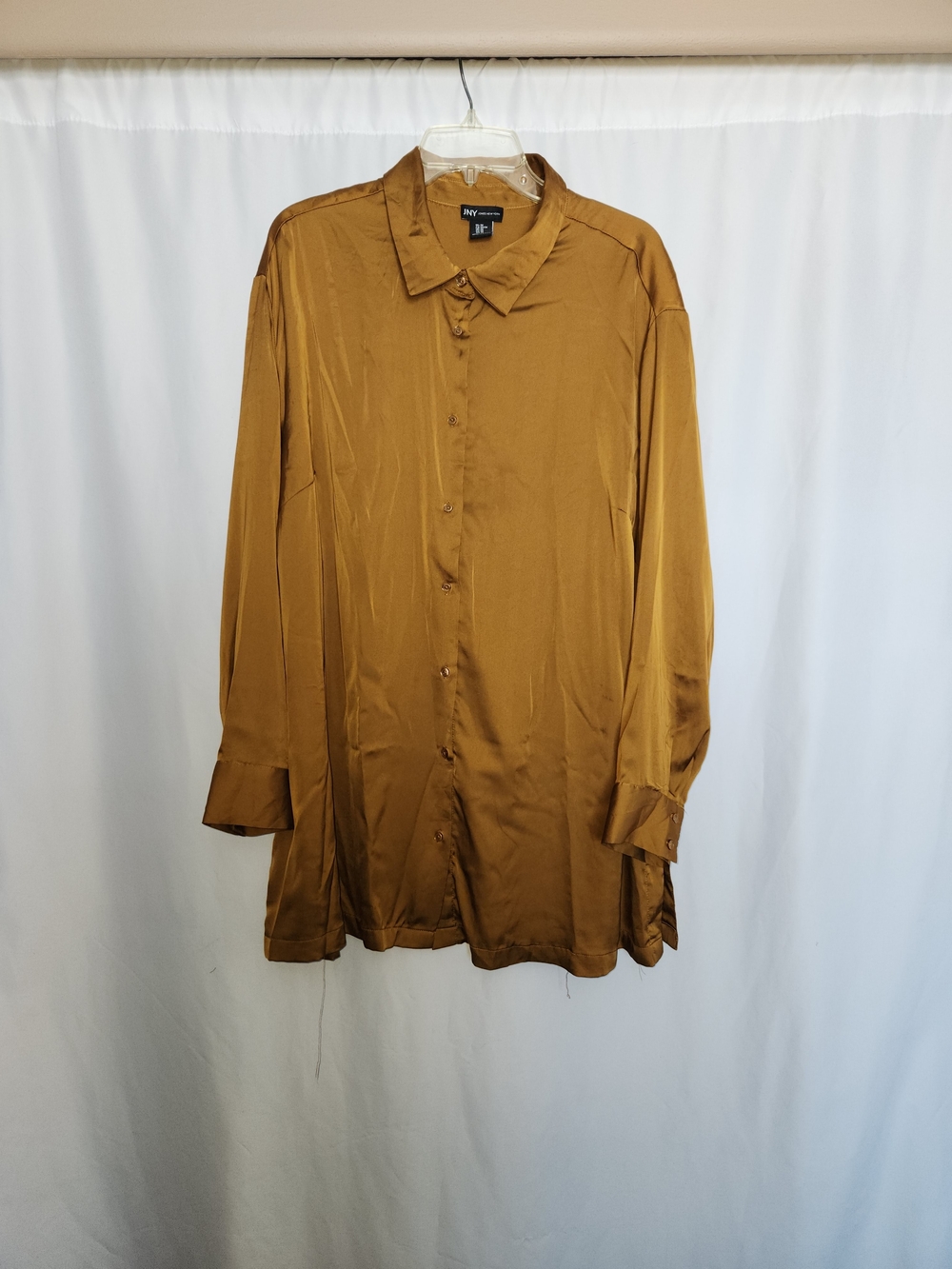 JNY Button-Down Shirt in Mustard Brown #lightweight #crisp #sophisticated #chic